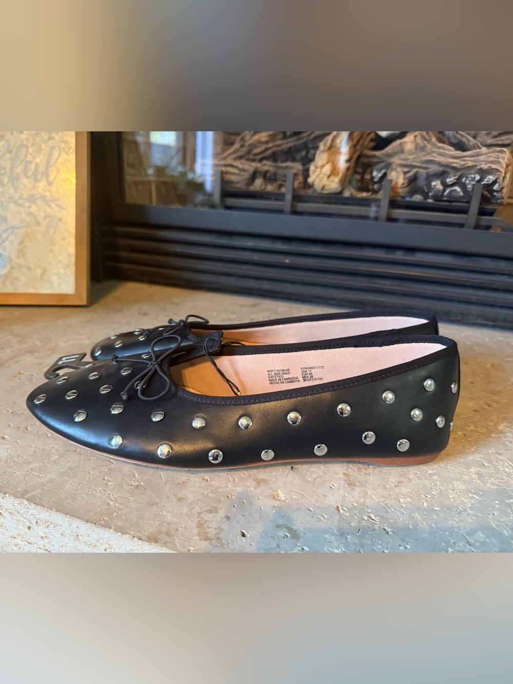 Black Studded Ballet Flats